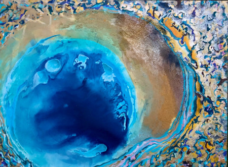 V hlubinách, 120 x 160 cm, akryl na plátně